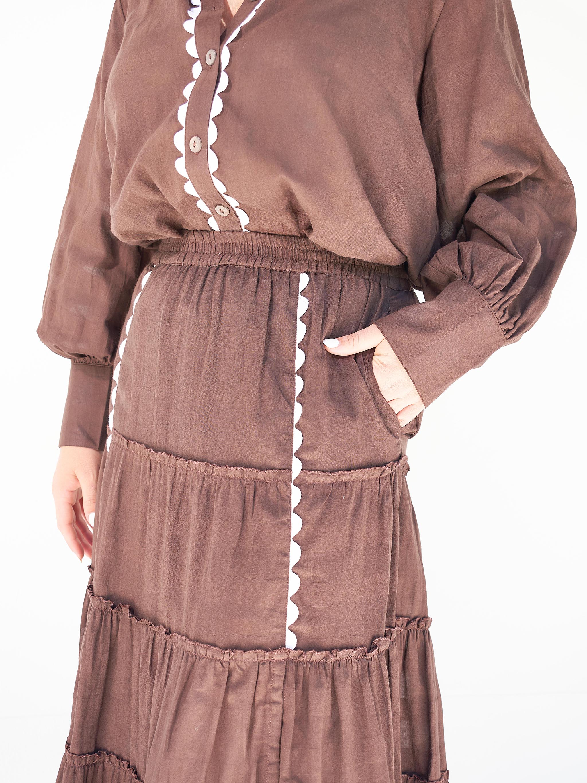 Collectivo Victoria Skirt - Choco Dobby