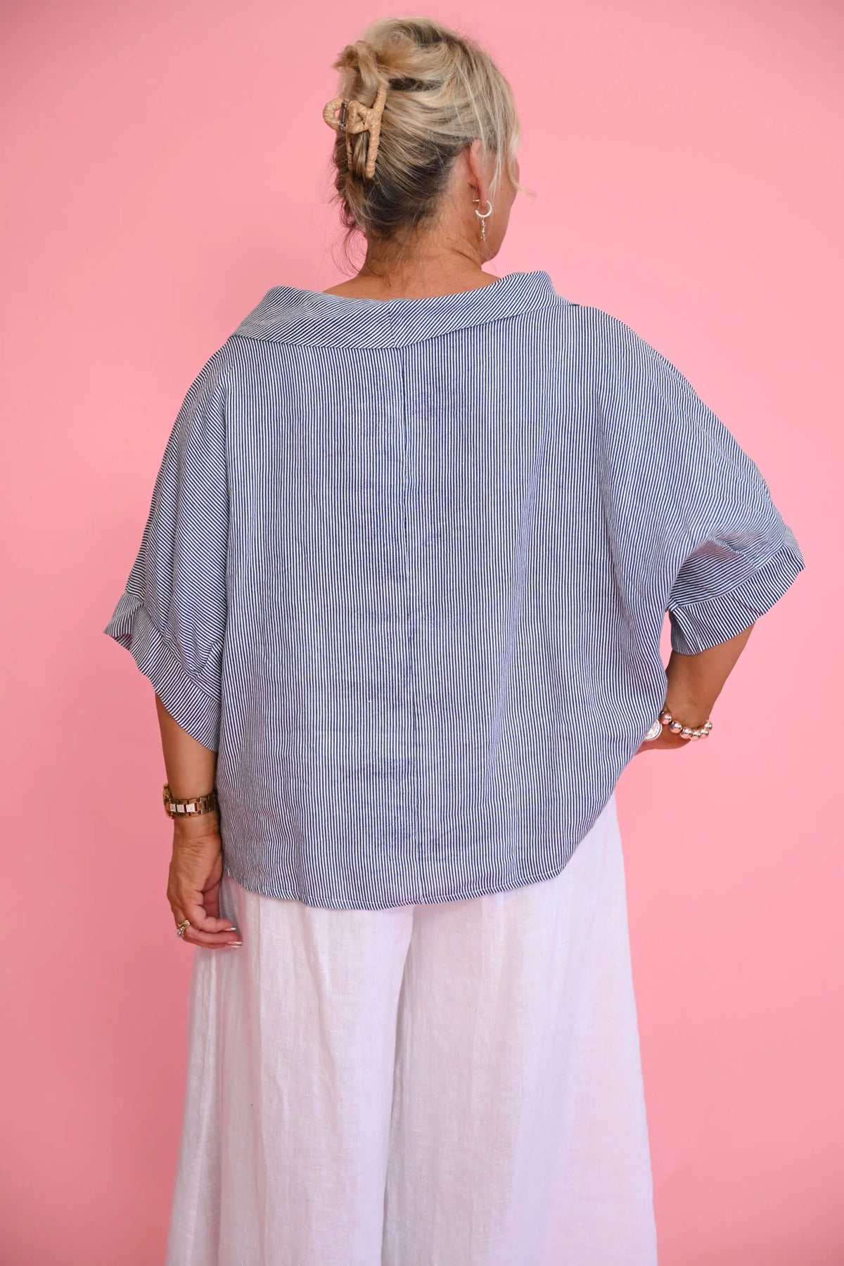 Donna Donna Kayla Roll Top - Navy Stripe