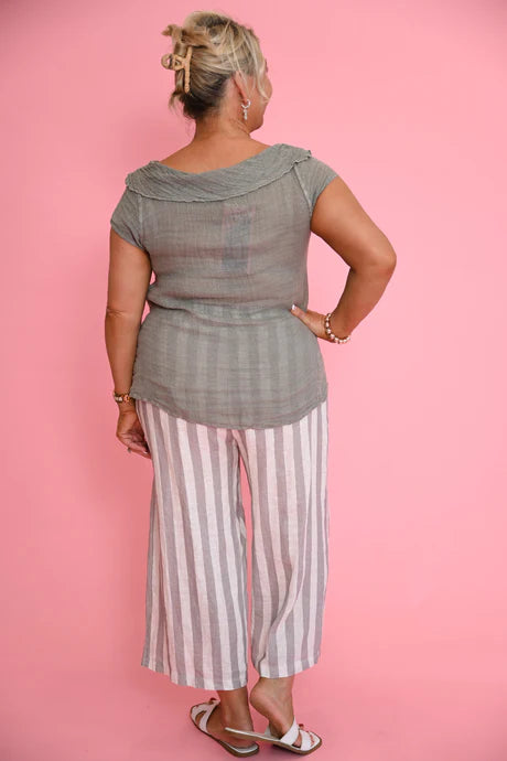 Donna Donna Poppy Pant - Fango Stripe