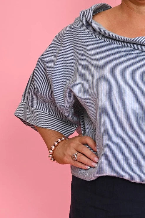 Donna Donna Kayla Roll Top - Navy Stripe