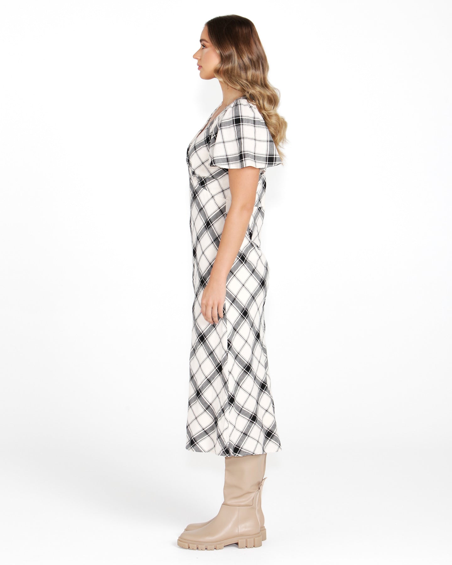 Sass Valentina Bias Midi Dress - Check