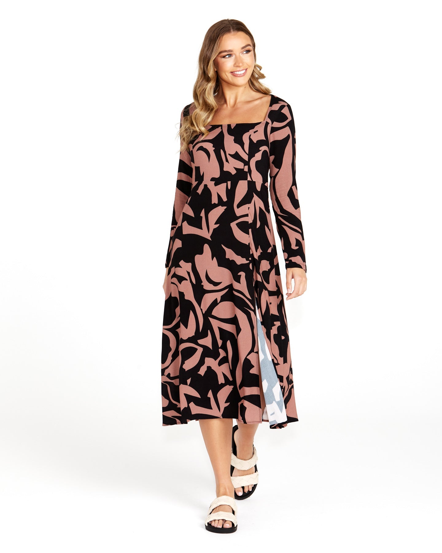 Sass Joelle Tie Back Midi Dress - Abstract