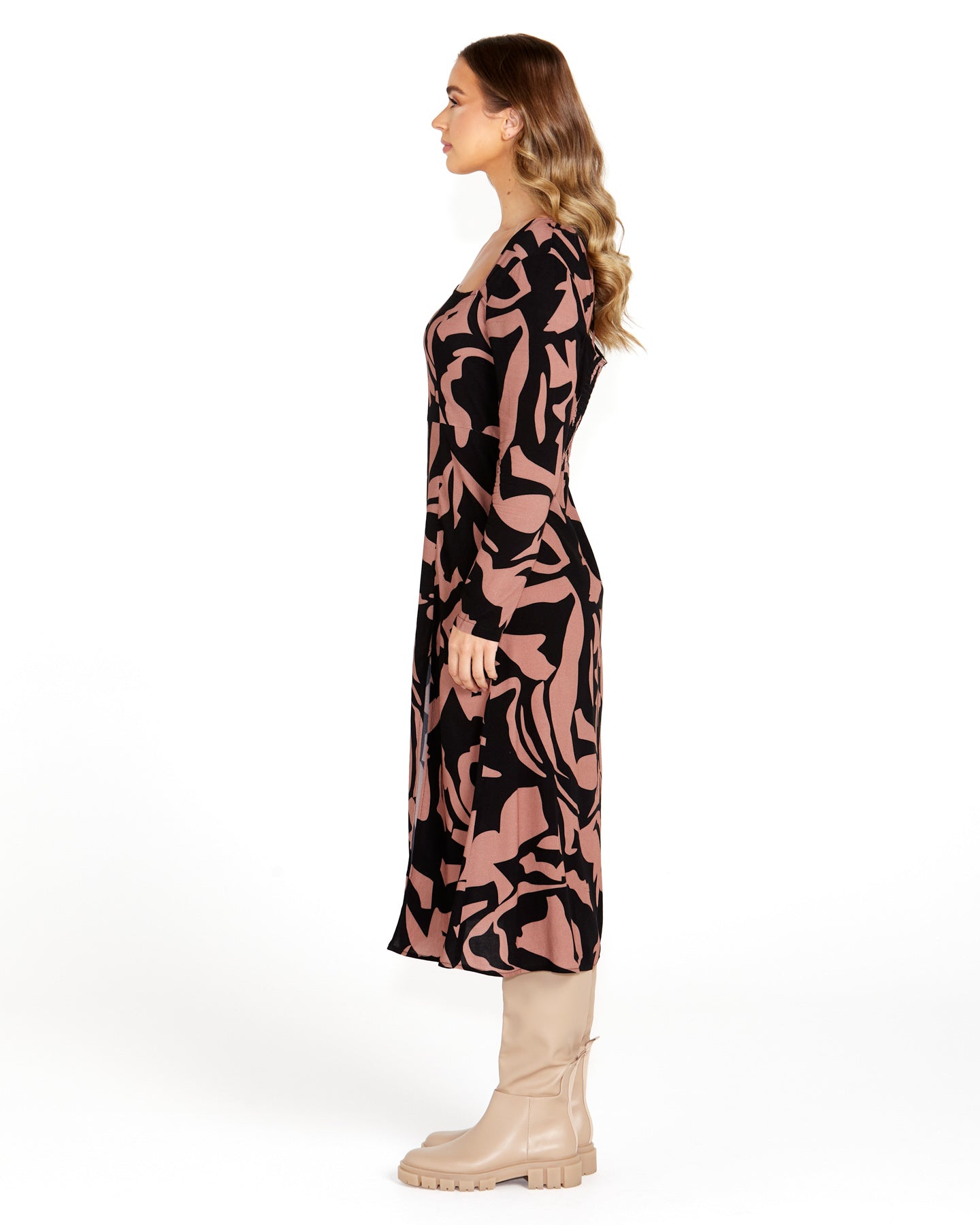 Sass Joelle Tie Back Midi Dress - Abstract