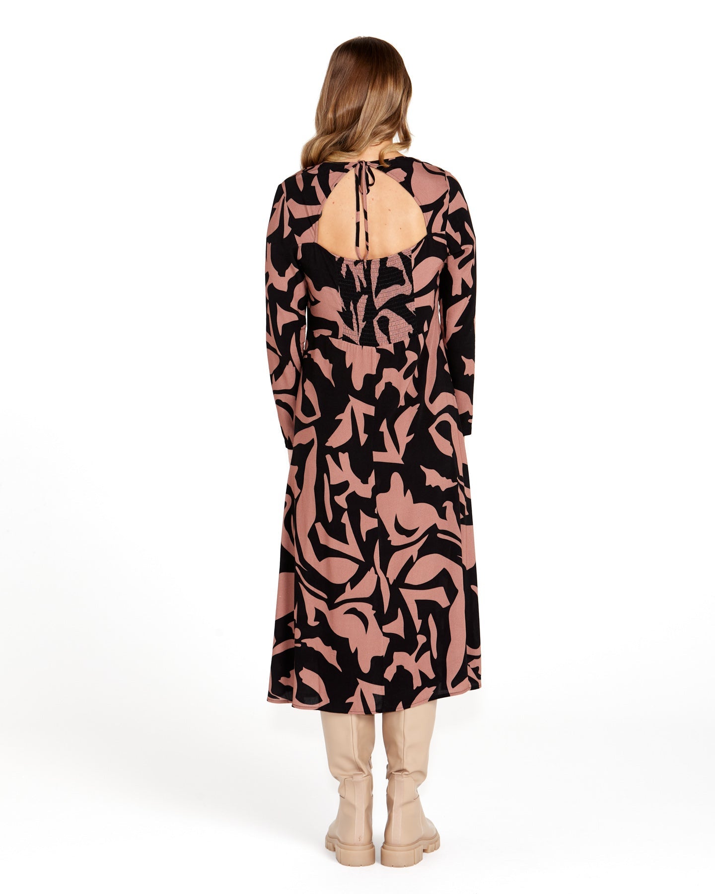 Sass Joelle Tie Back Midi Dress - Abstract