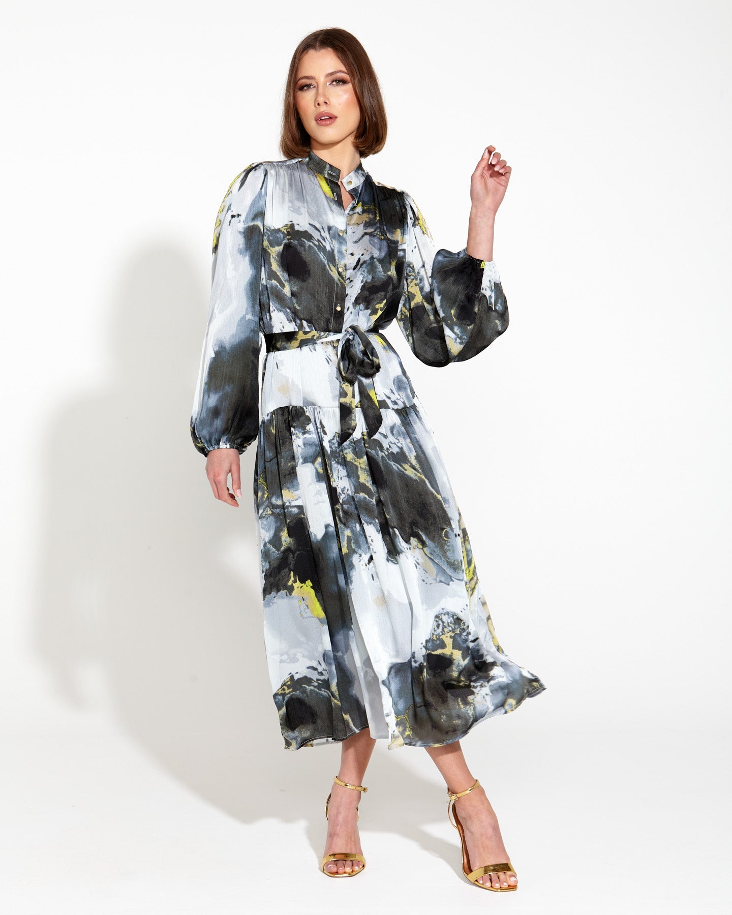 Fate+Becker Transfixed Midi Duster Shirt - Marble