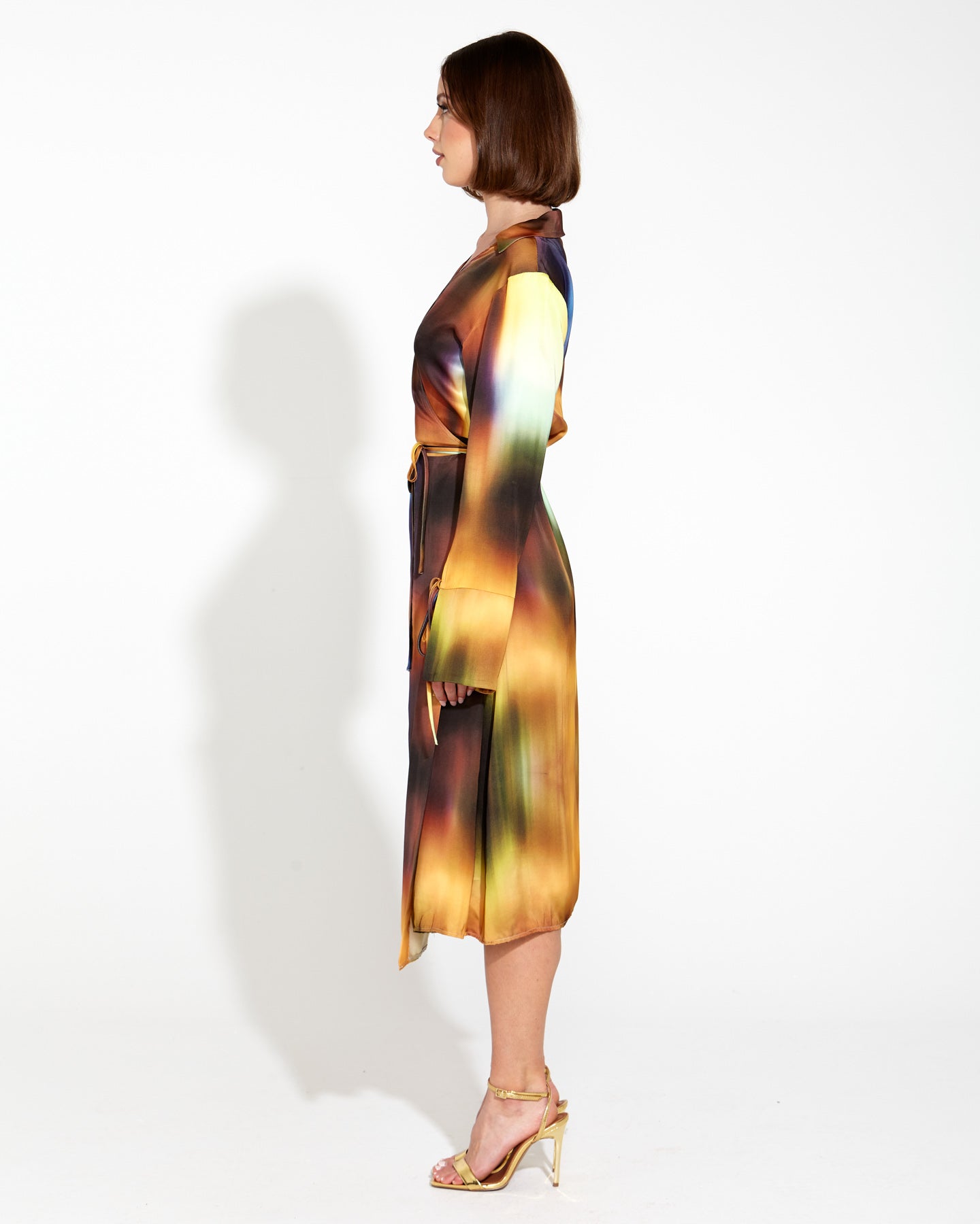 Fate+Becker Orbit Satin Wrap Midi Dress - Gradient