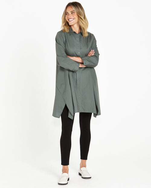 Betty Basics Zaida Tunic Shirt - Dusty Green