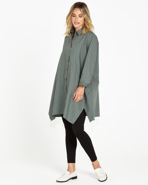 Betty Basics Zaida Tunic Shirt - Dusty Green