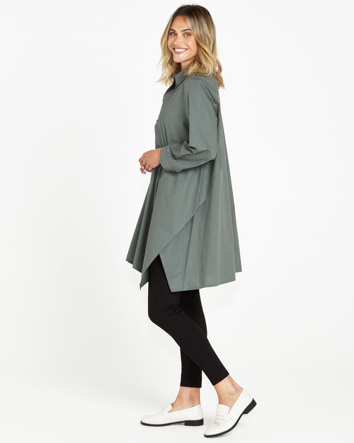 Betty Basics Zaida Tunic Shirt - Dusty Green