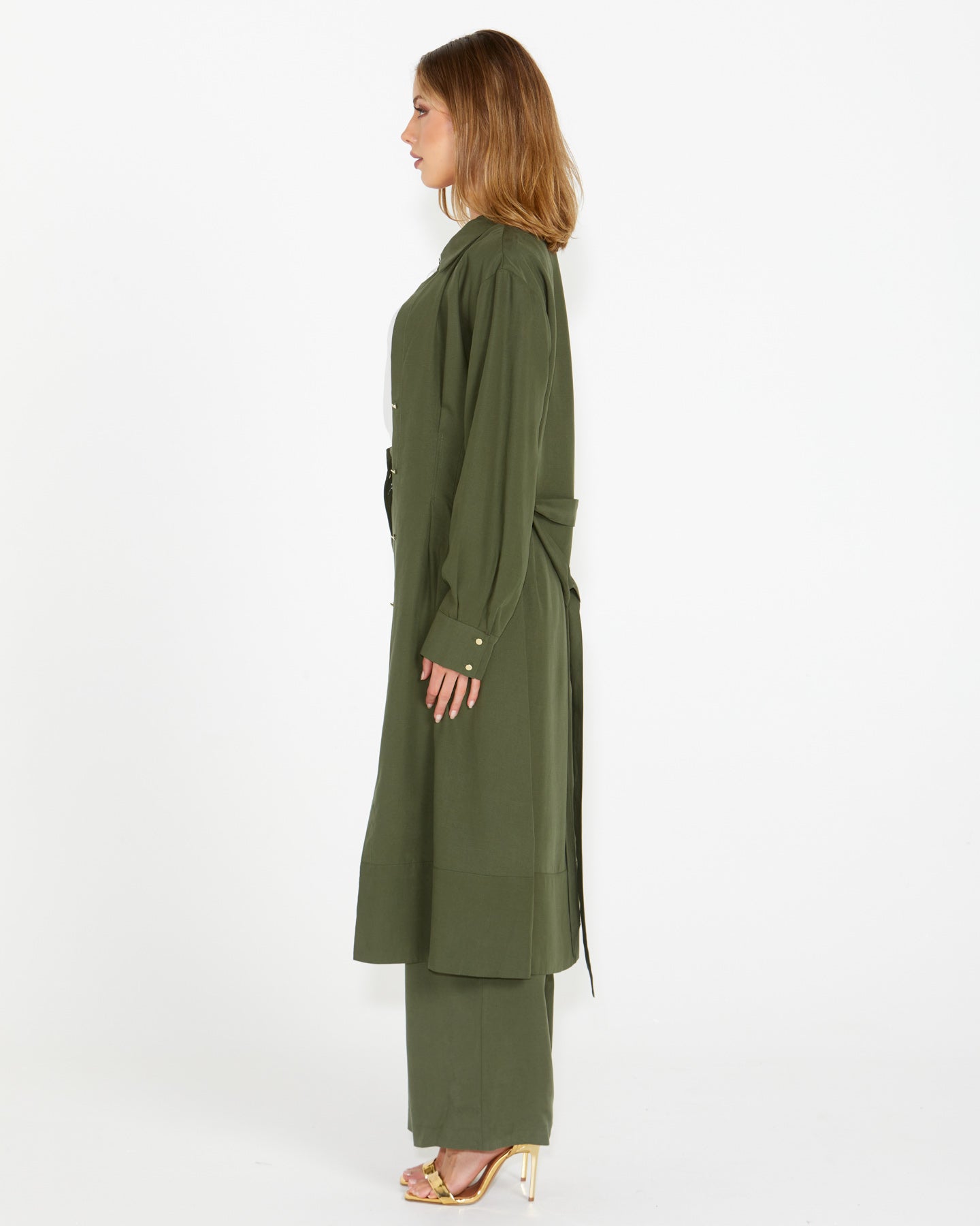 Fate+Becker Alter Ego Duster Shirt Dress - Olive