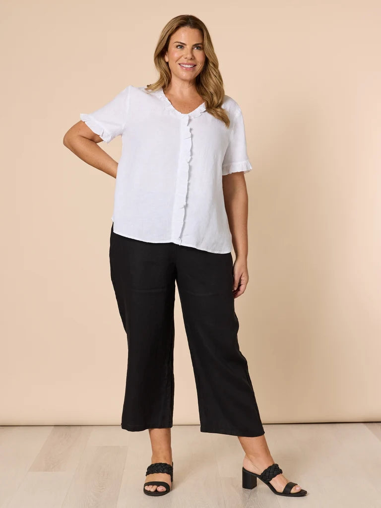 Gordon Smith Lara Linen Wide Leg Pant - Black
