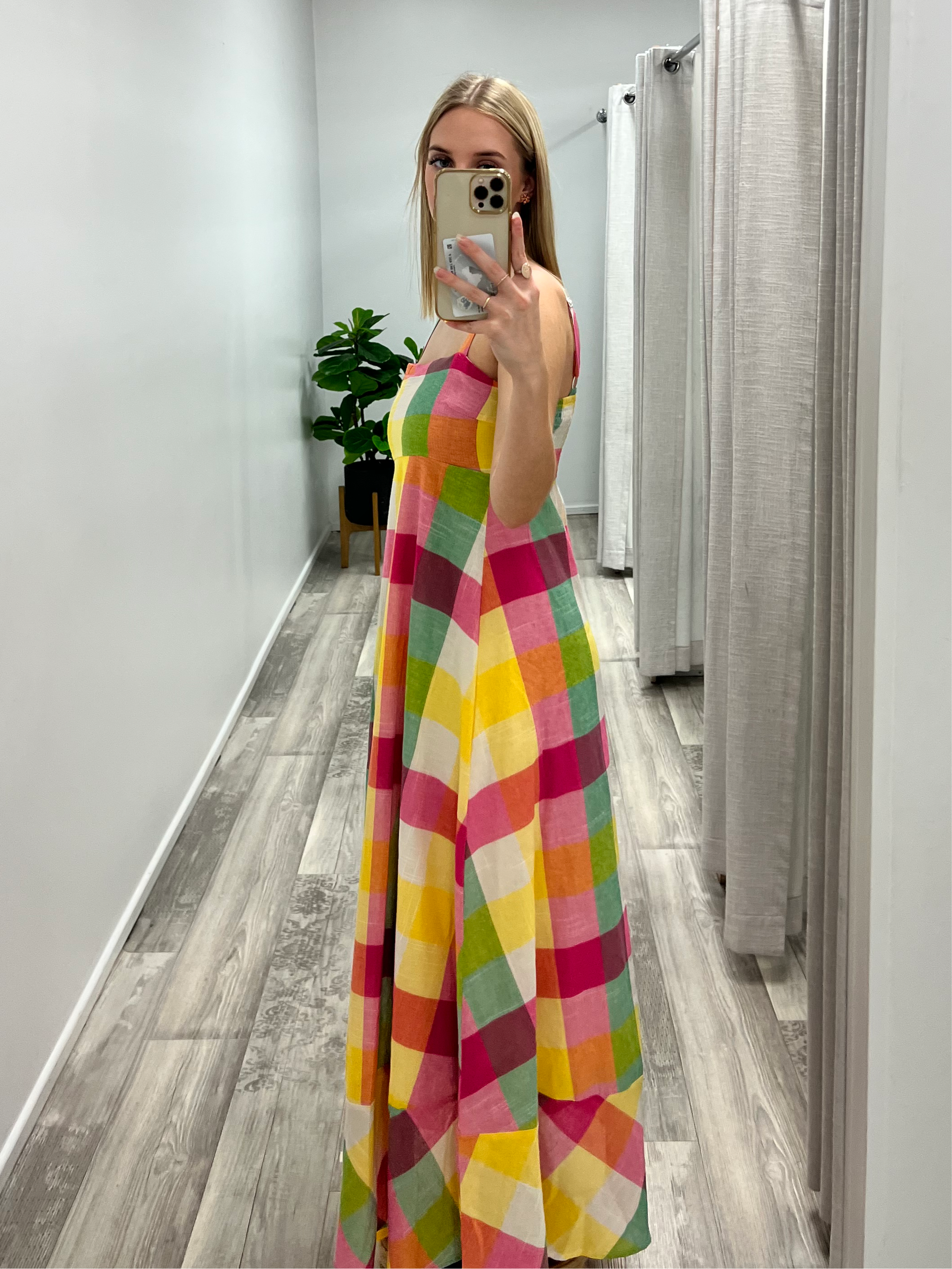 Lorraine Summer Picnic Check Maxi Dress