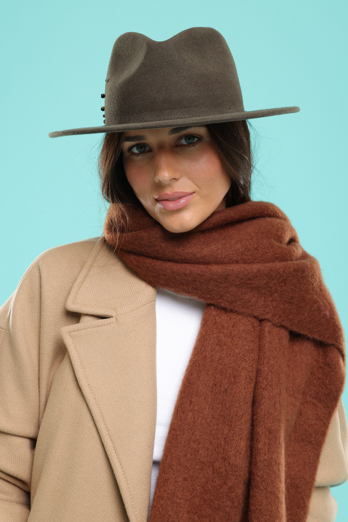 MORGAN & TAYLOR PETRA WOOL FEDORA - KHAKI GREEN