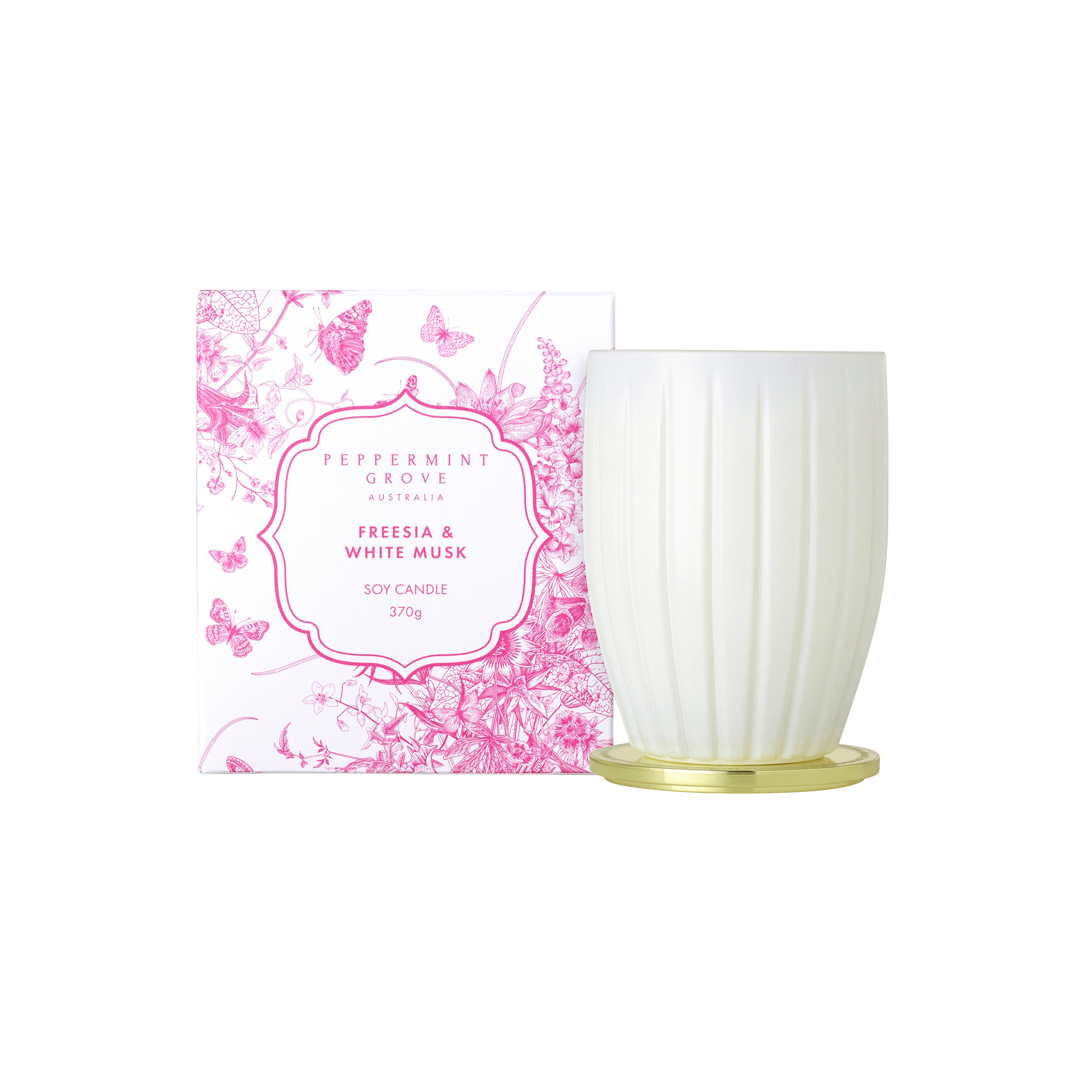 Peppermint Grove Freesia & White Musk Soy Candle 370g (Limited Edition)