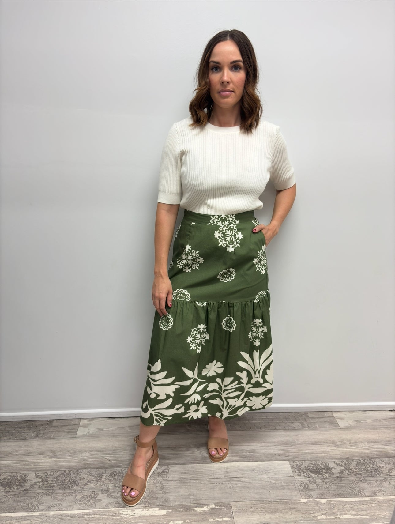 Maude Vivante Ada Skirt - Olive Foliage
