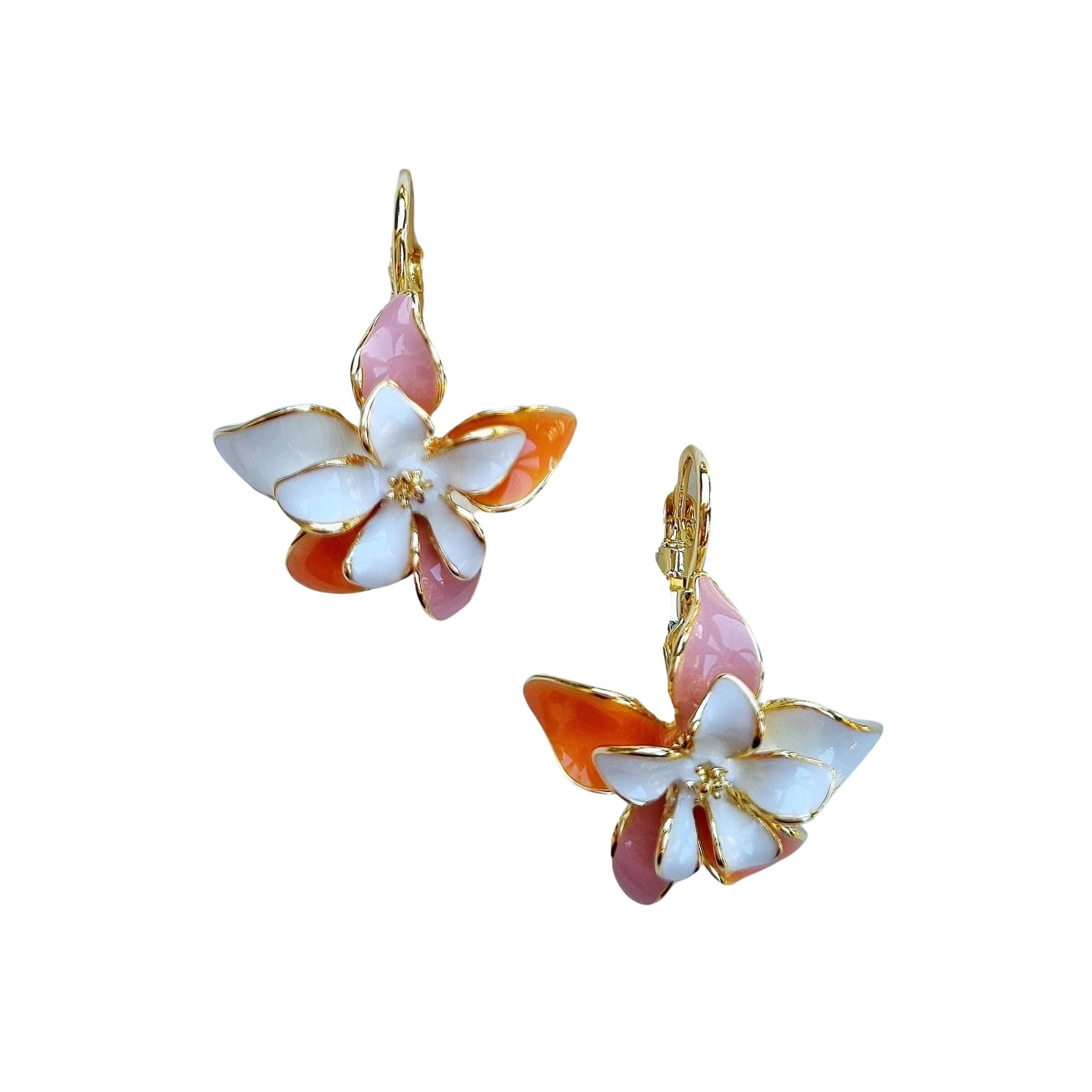 Zoda Yasmine Flower Enamel Earring - Orange