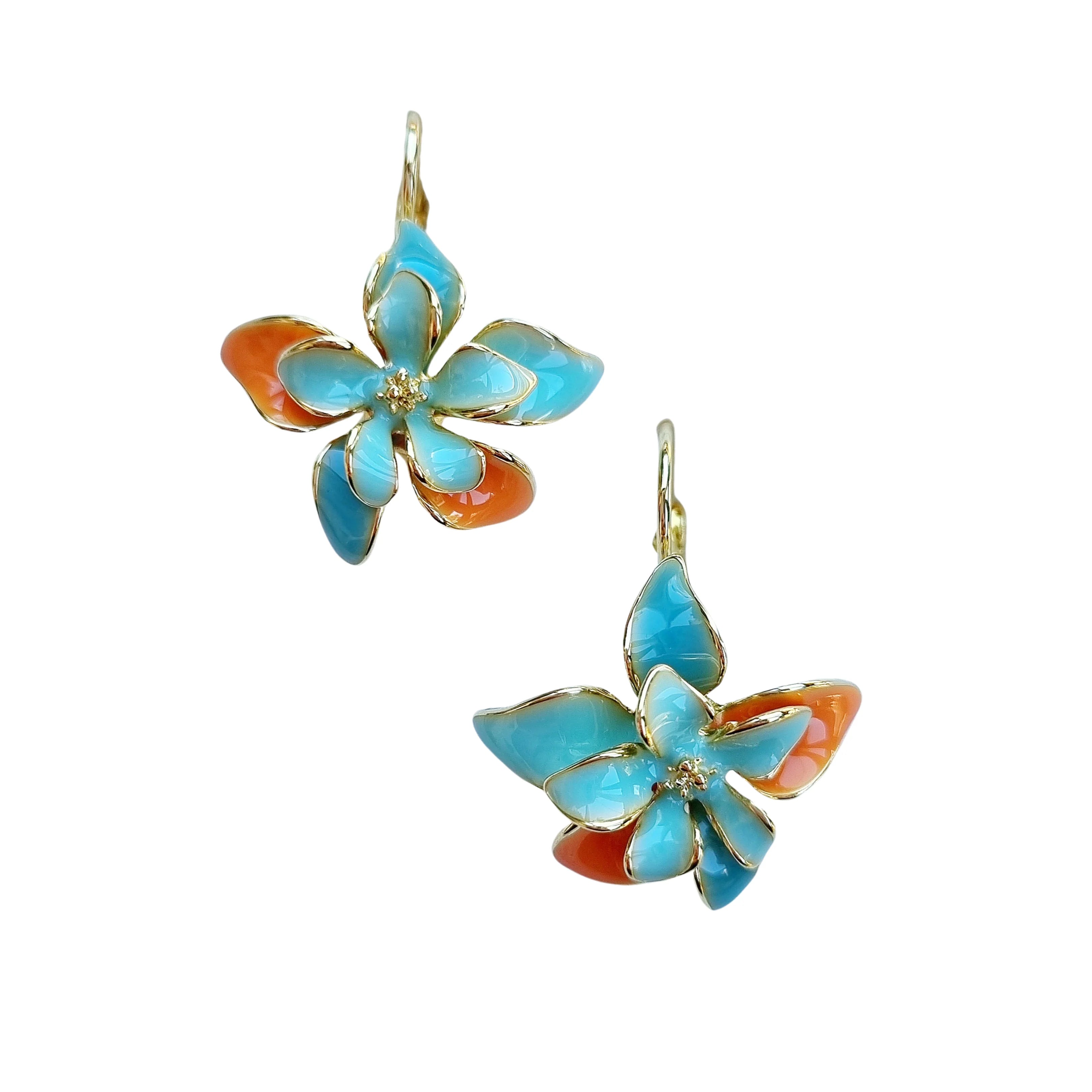 Zoda Yasmine Flower Enamel Earring - Aqua