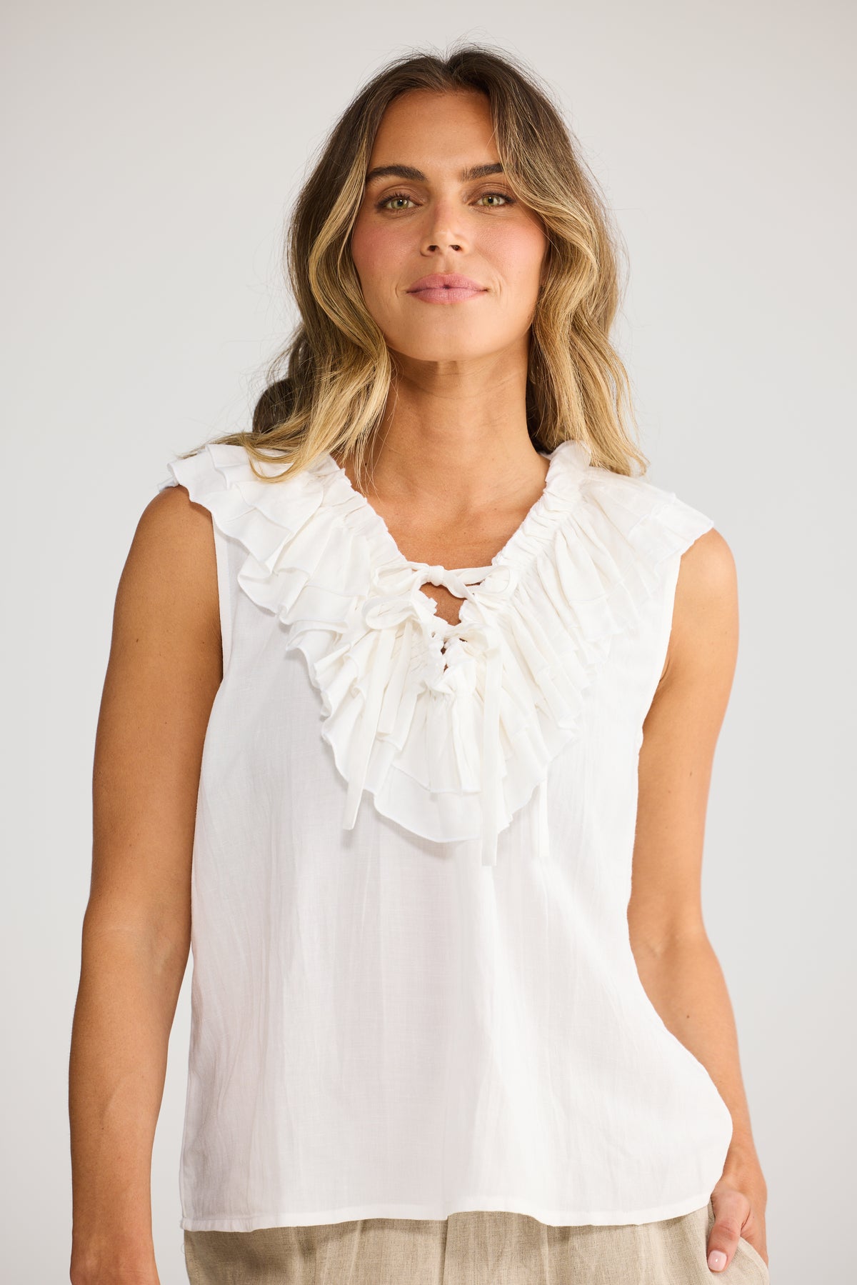 Holiday Elba Frill Top - White