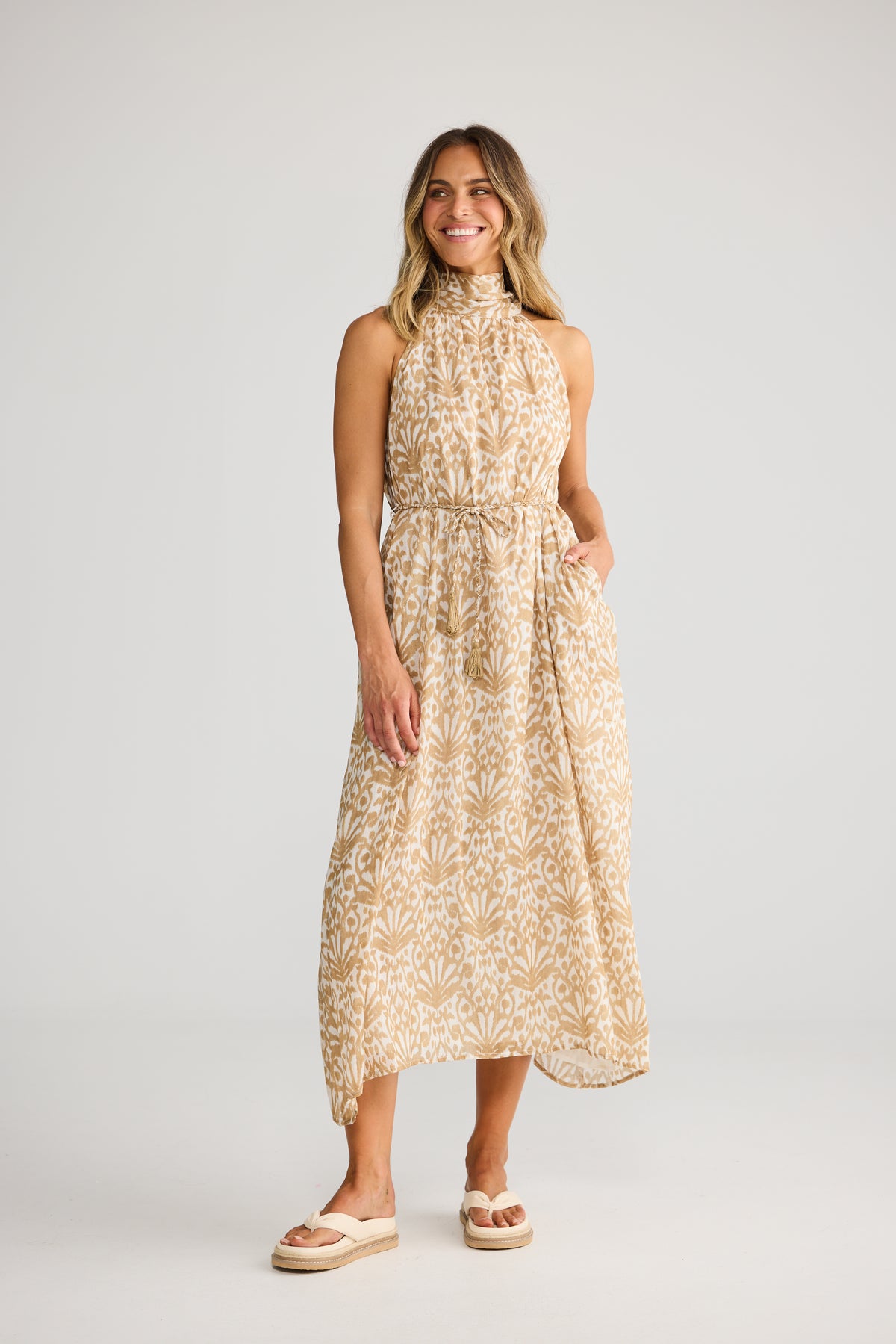 Holiday Mangrove Dress - Taupe Spring Fan