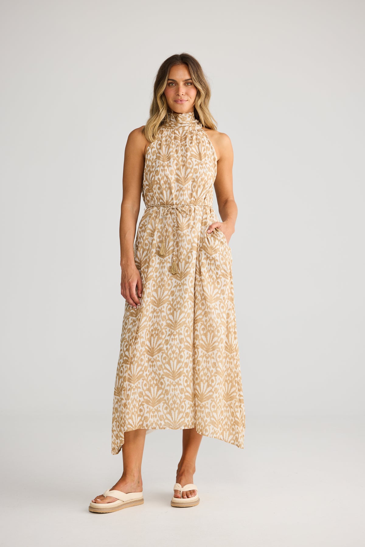 Holiday Mangrove Dress - Taupe Spring Fan
