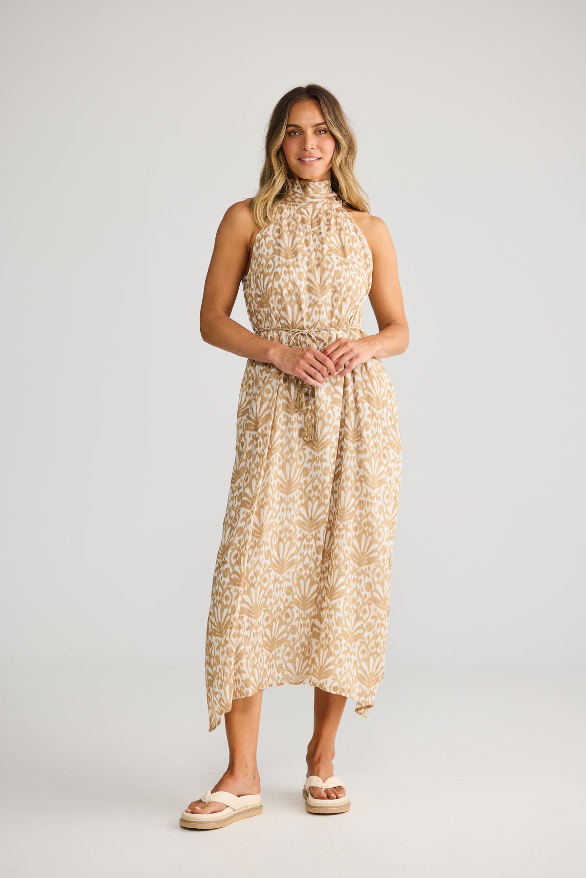 Holiday Mangrove Dress - Taupe Spring Fan