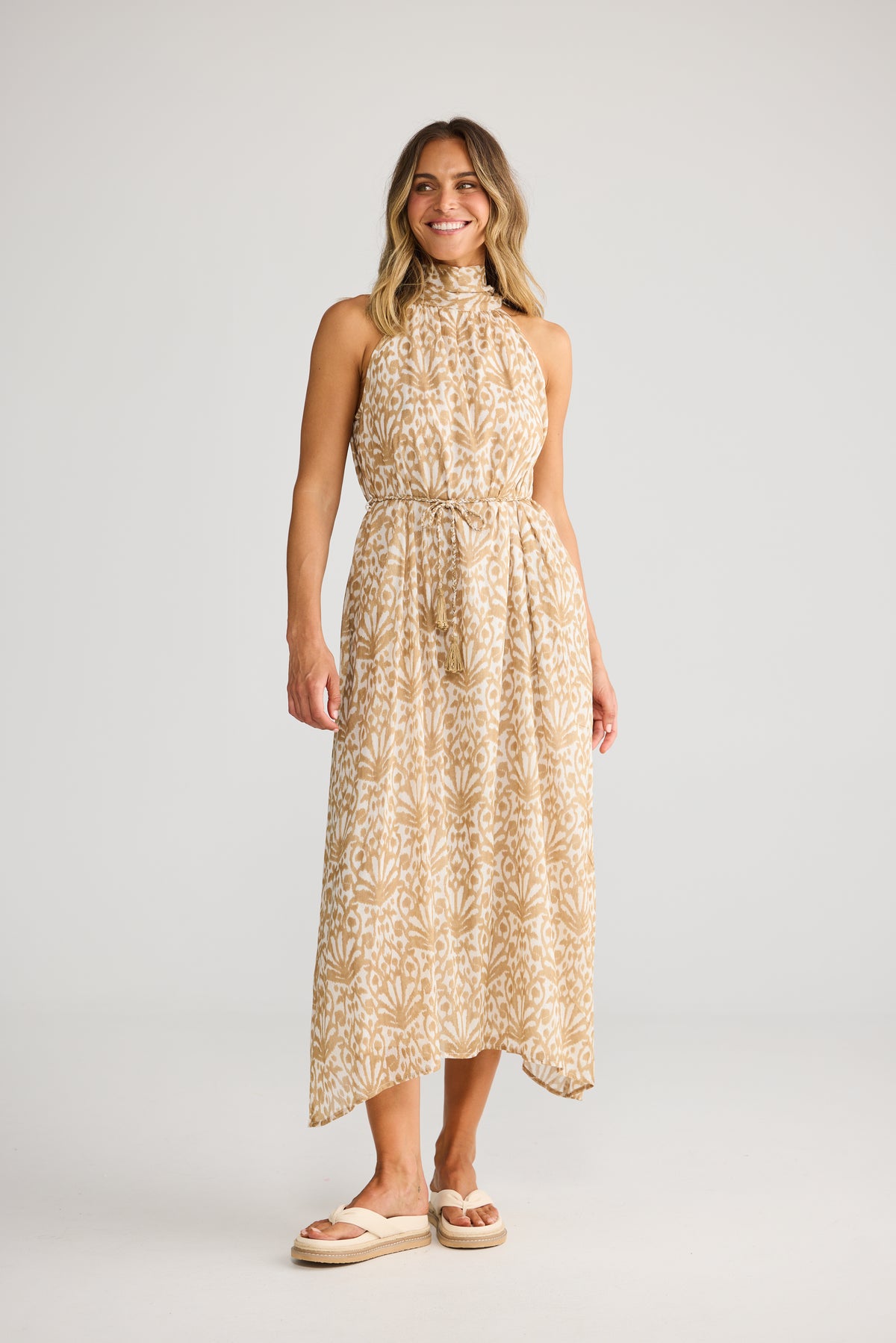 Holiday Mangrove Dress - Taupe Spring Fan