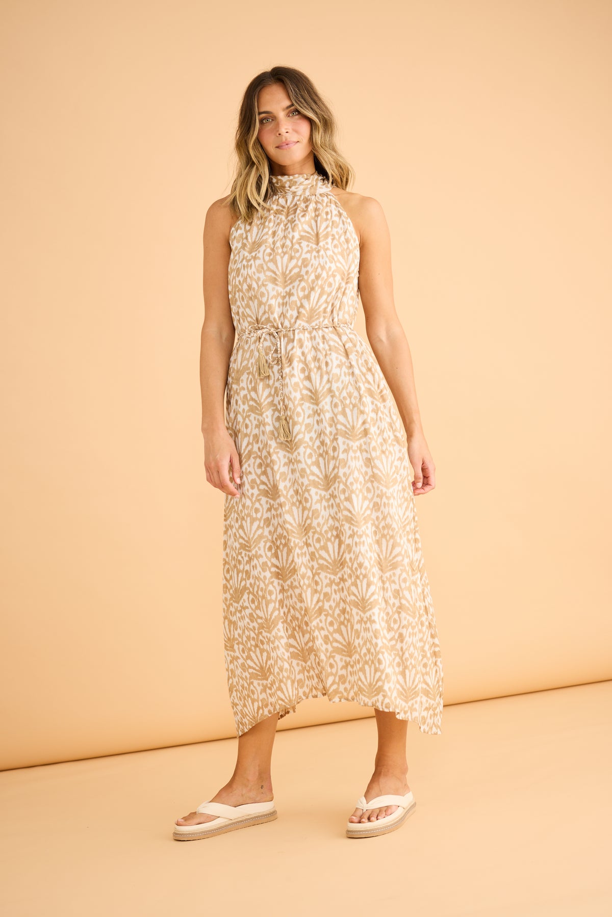 Holiday Mangrove Dress - Taupe Spring Fan