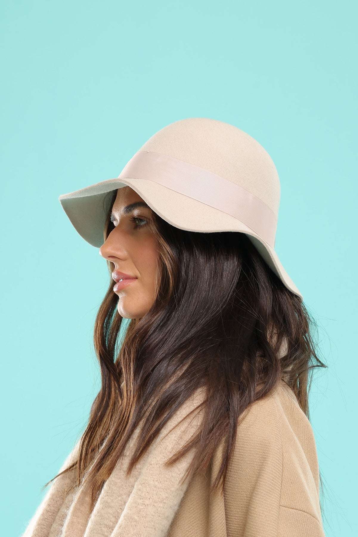 Beige wool floppy hat on sale