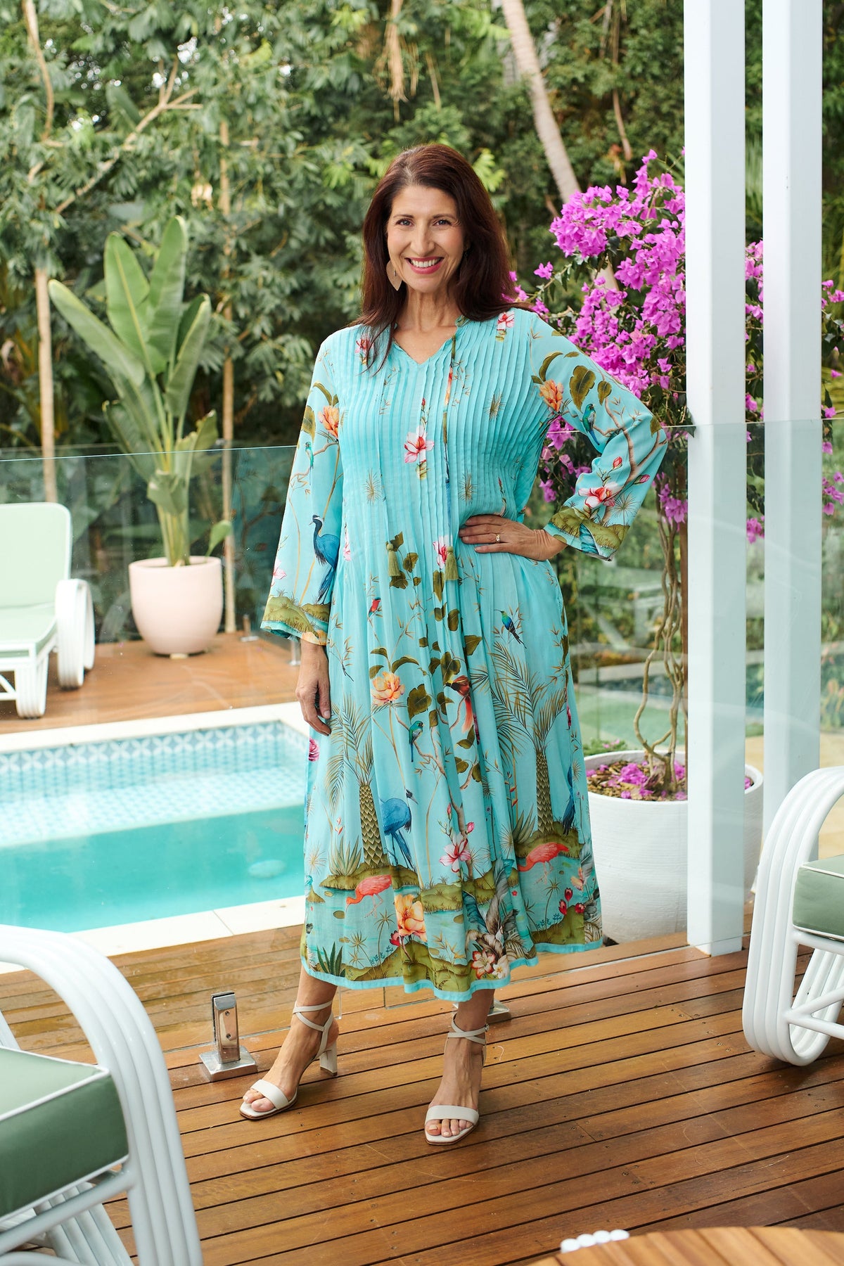 Alexander Santorini Jardin Birds Dress