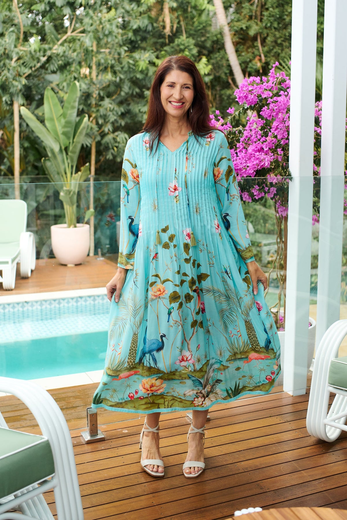 Alexander Santorini Jardin Birds Dress