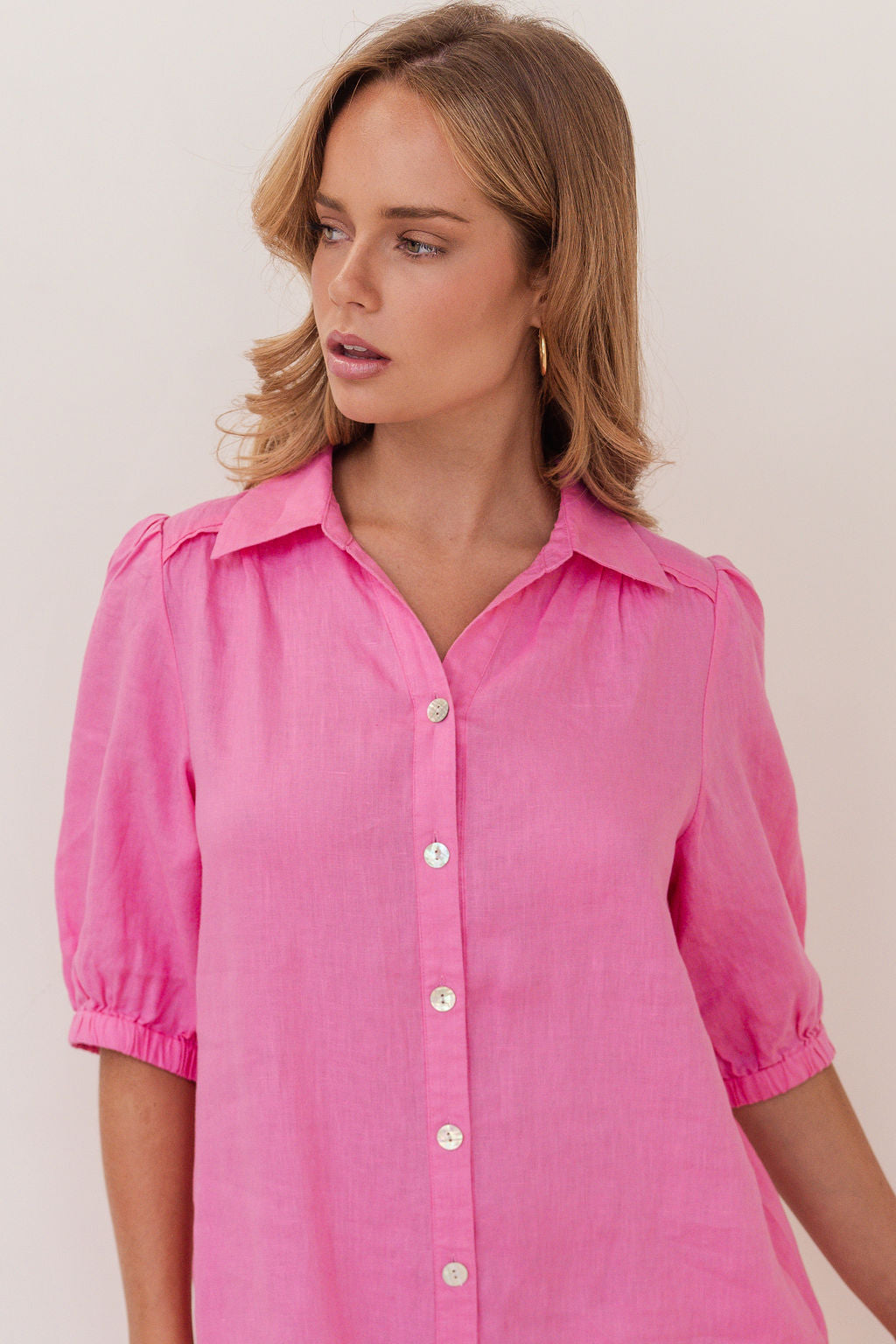Kaleido Collared Button Thru Dress - Pink