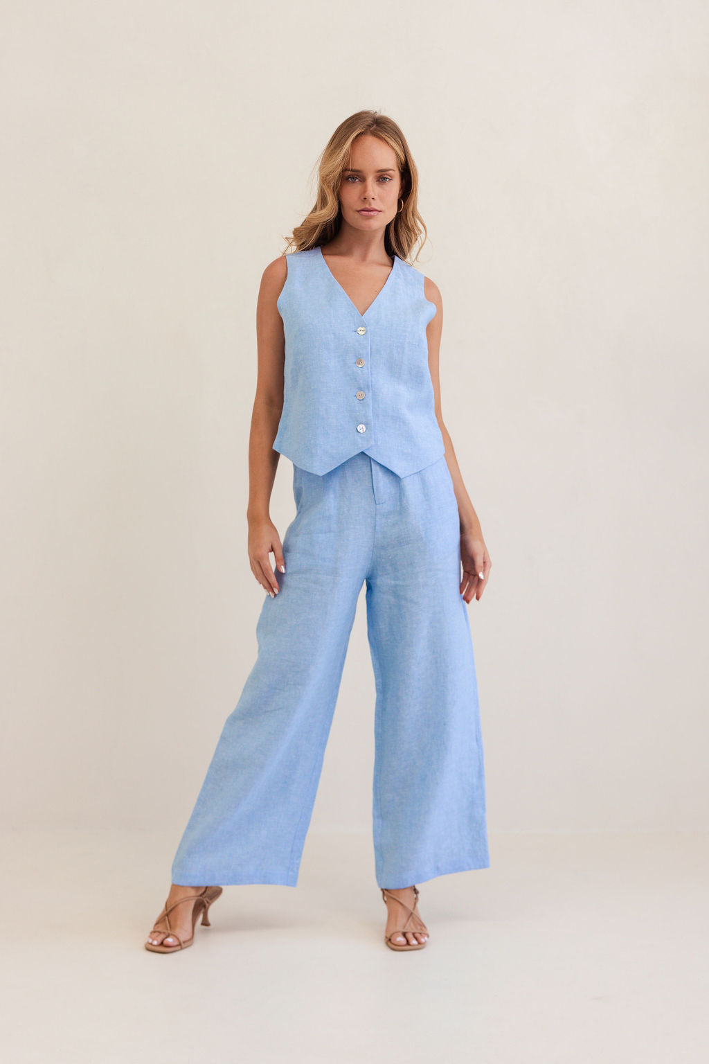 Kaleido High Waisted Wide Leg Pant - Chambray