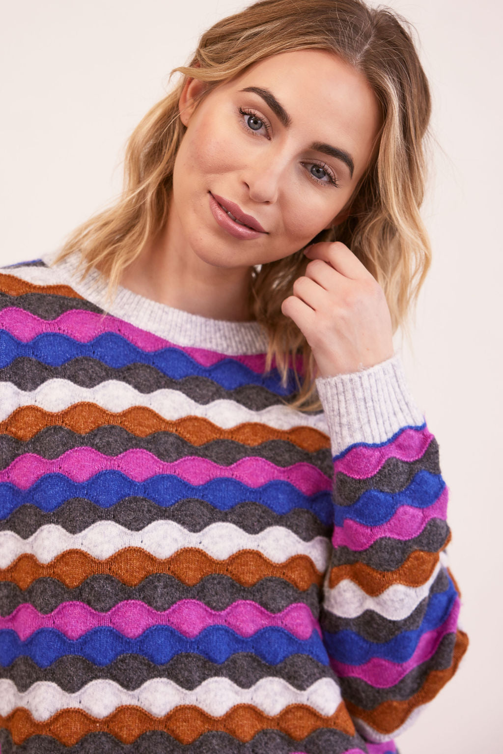 Kaleido Multi Colour Wave Sweater - Silver/Blue Combo