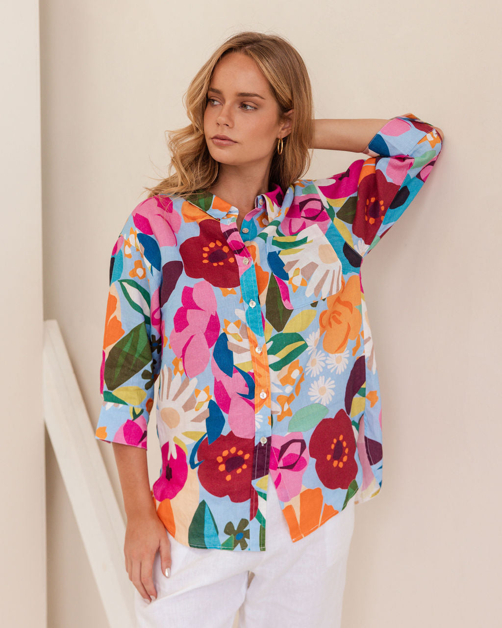 Kaleido 3/4 Sleeve Shirt - Bloom Burst