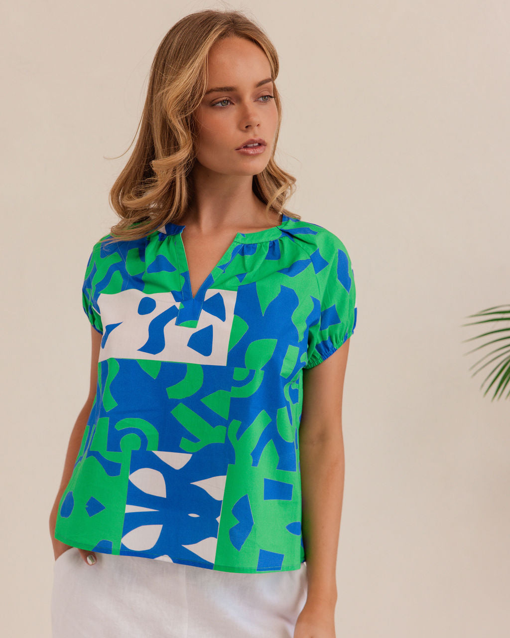 Kaleido Short Sleeve Top - Puzzle Print