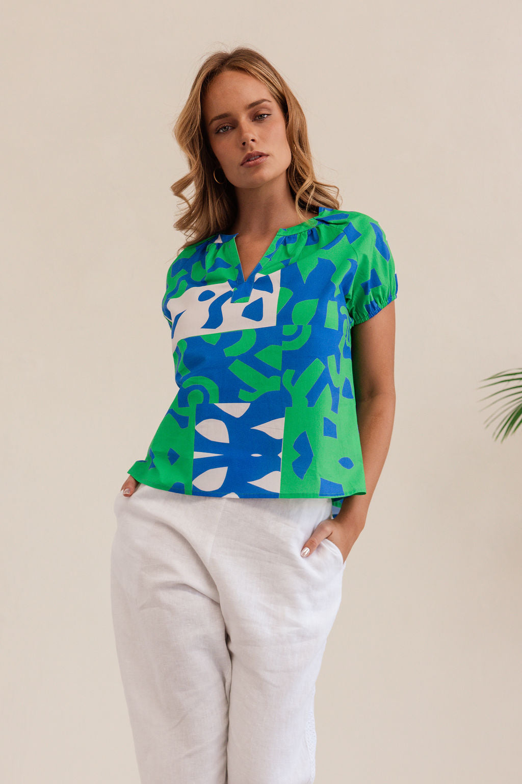 Kaleido Short Sleeve Top - Puzzle Print