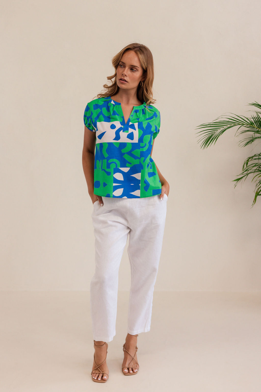 Kaleido Short Sleeve Top - Puzzle Print