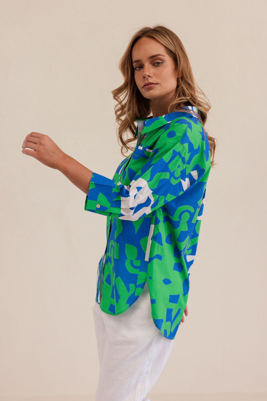 Kaleido 3/4 Sleeve Shirt - Puzzle Pring