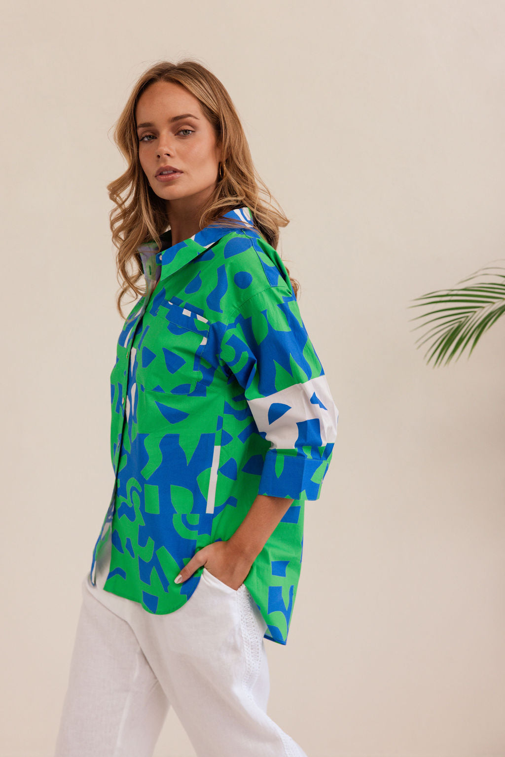 Kaleido 3/4 Sleeve Shirt - Puzzle Pring