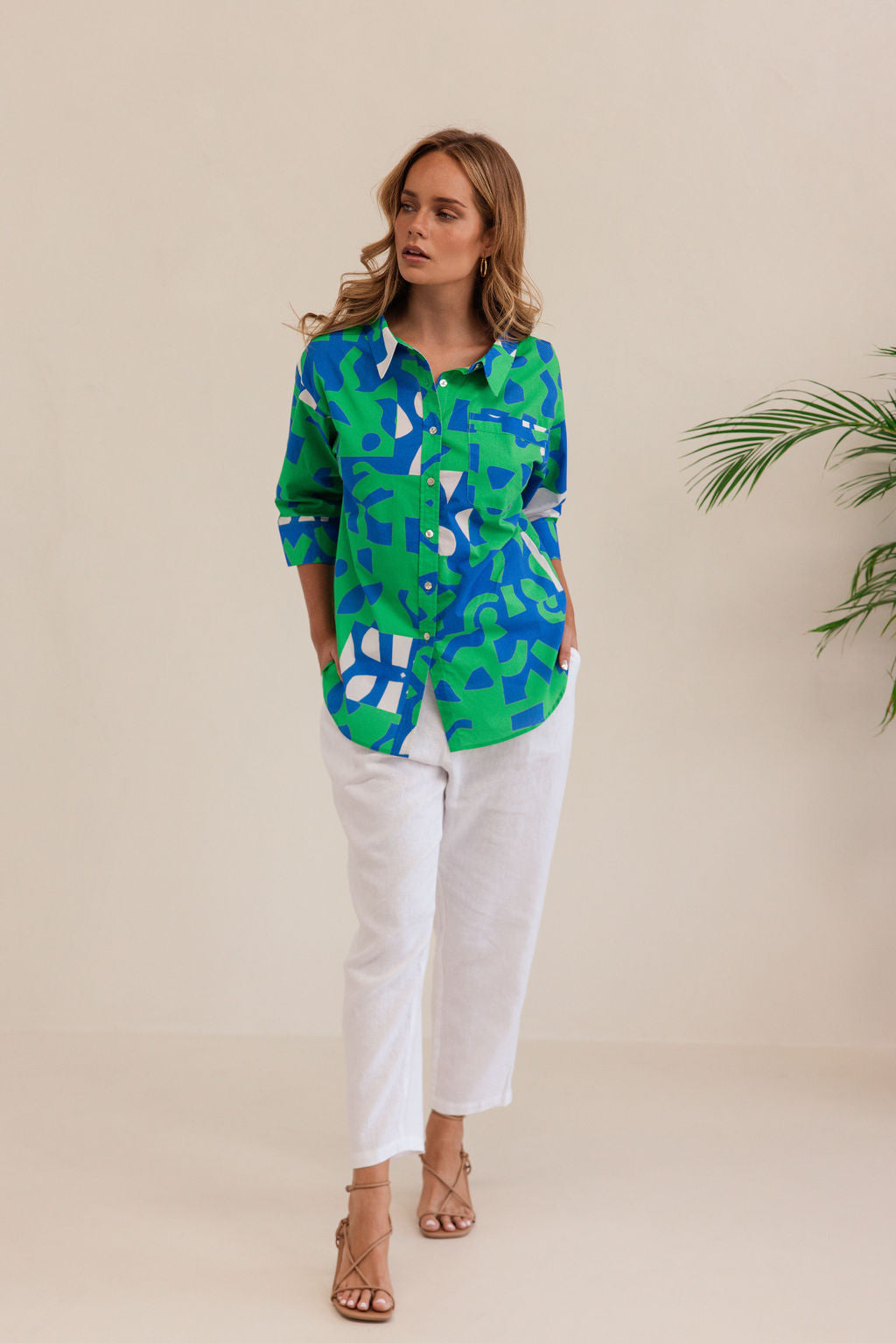 Kaleido 3/4 Sleeve Shirt - Puzzle Pring