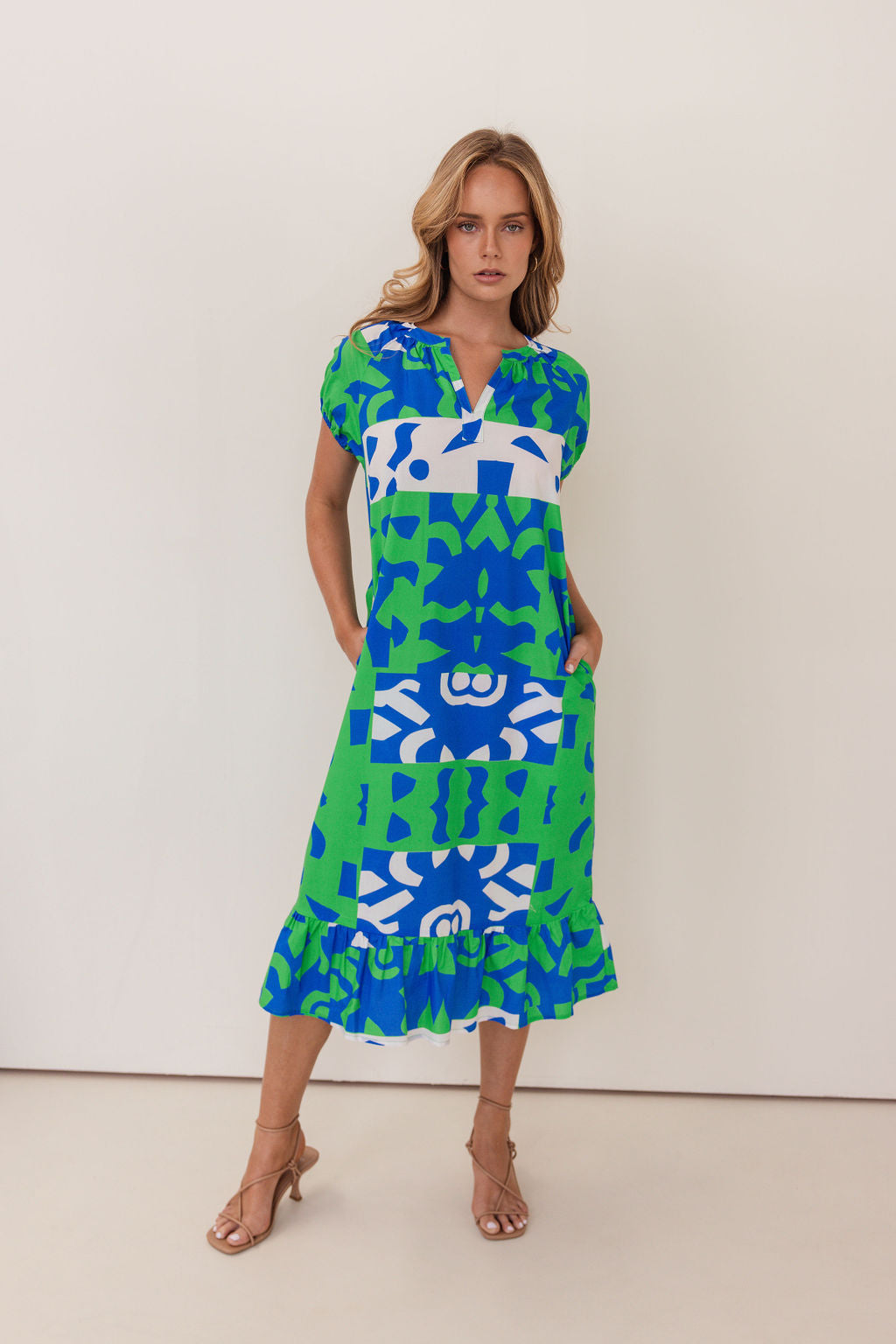 Kaleido Short Sleeve Dress - Puzzle Print