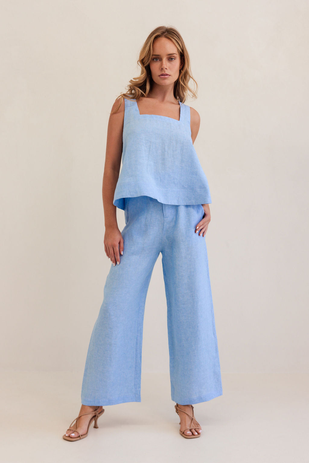 Kaleido High Waisted Wide Leg Pant - Chambray