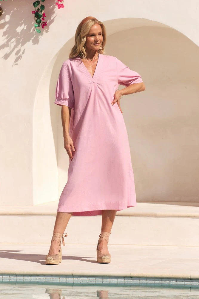 Adrift Kora A-Line Dress - Peony
