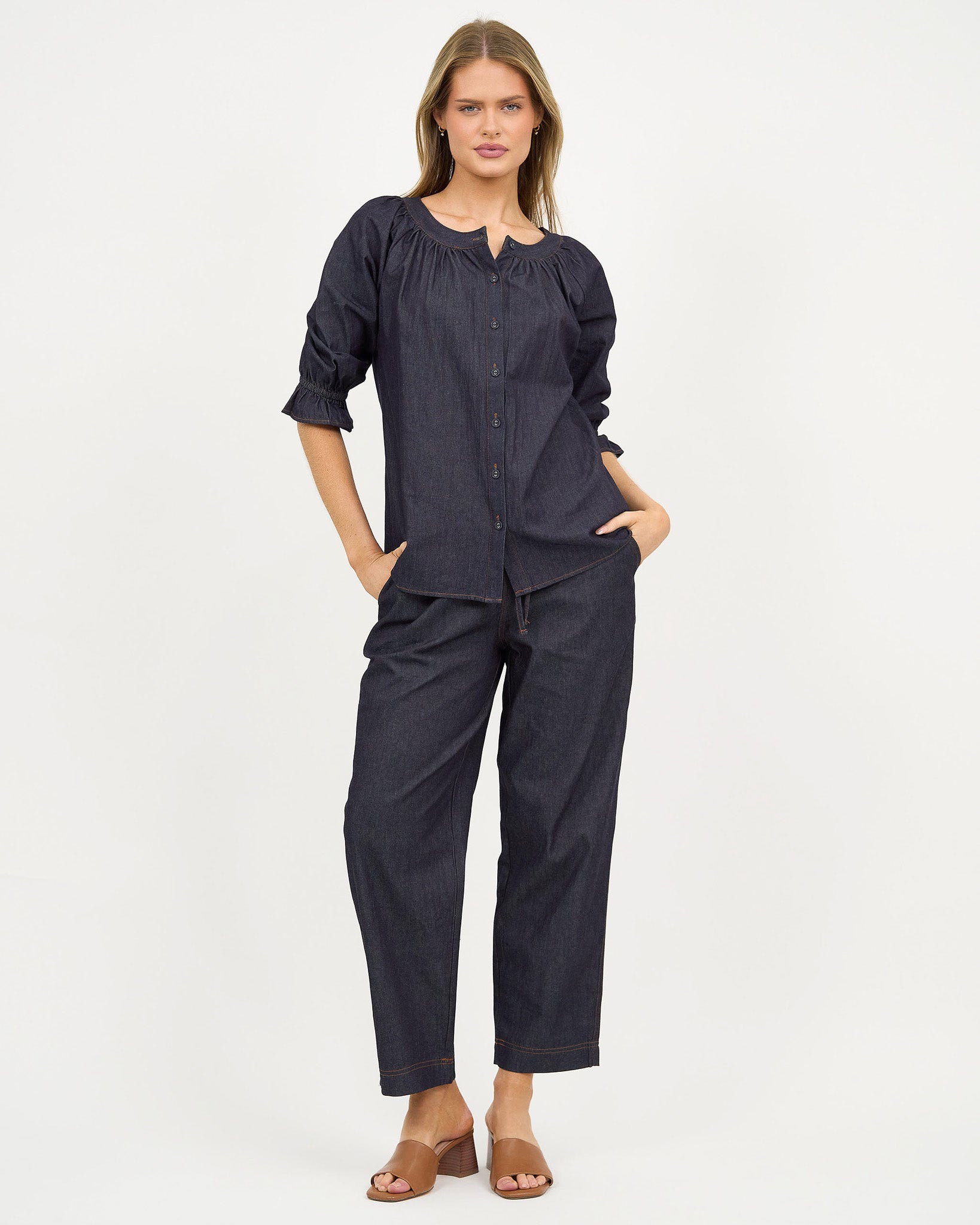 Liberty Rose Denim Button Top