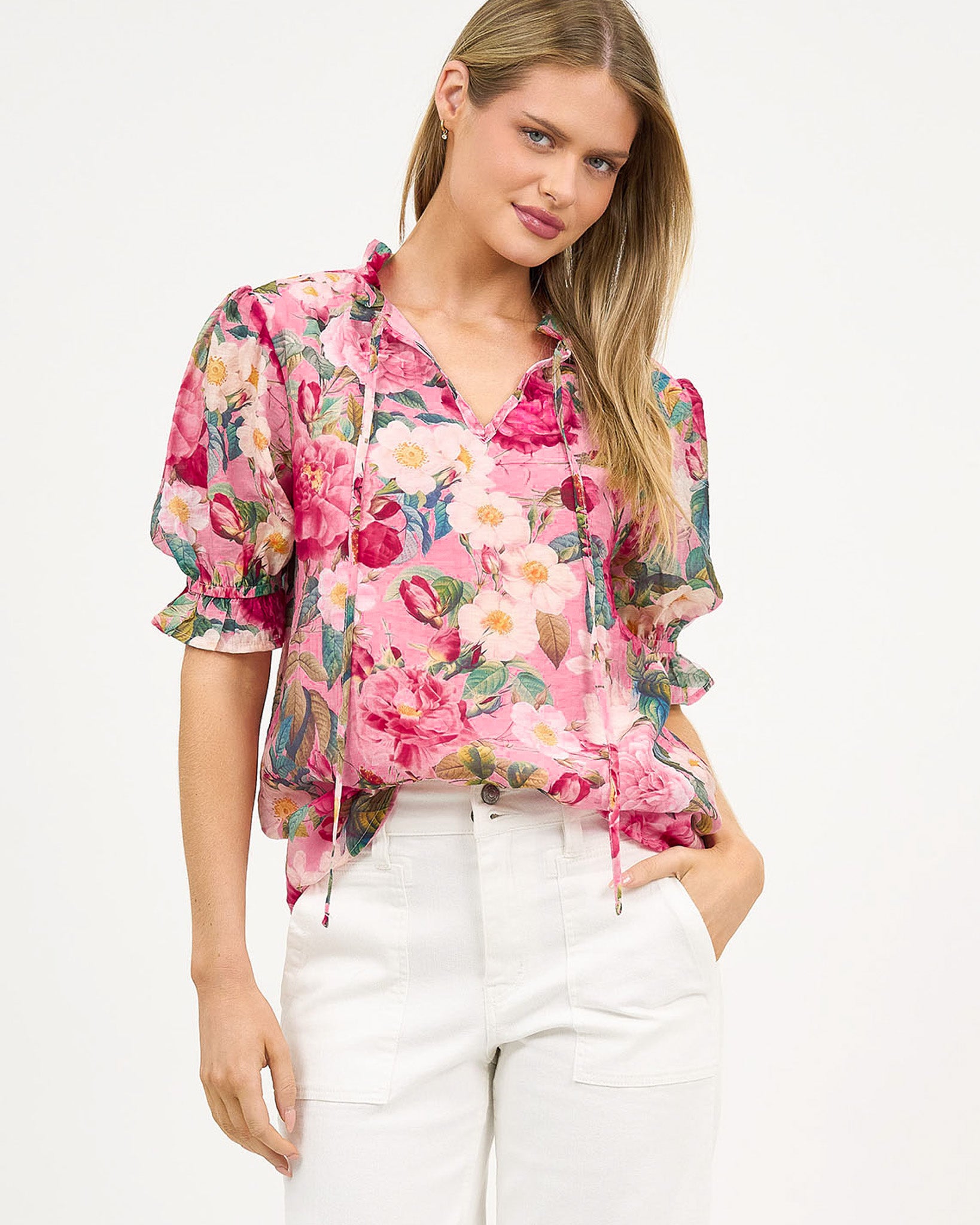 Liberty Rose Summer Garden Ruffle Top