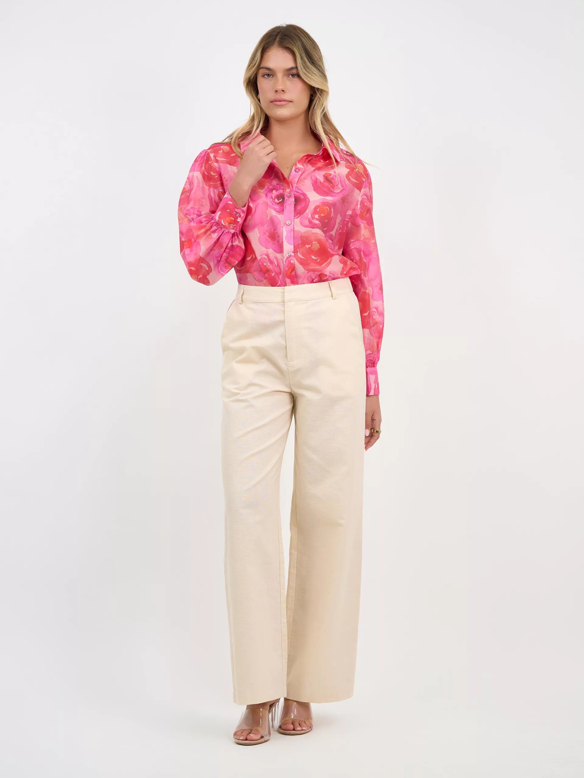 Liberty Rose Plain Linen Pant - Natural