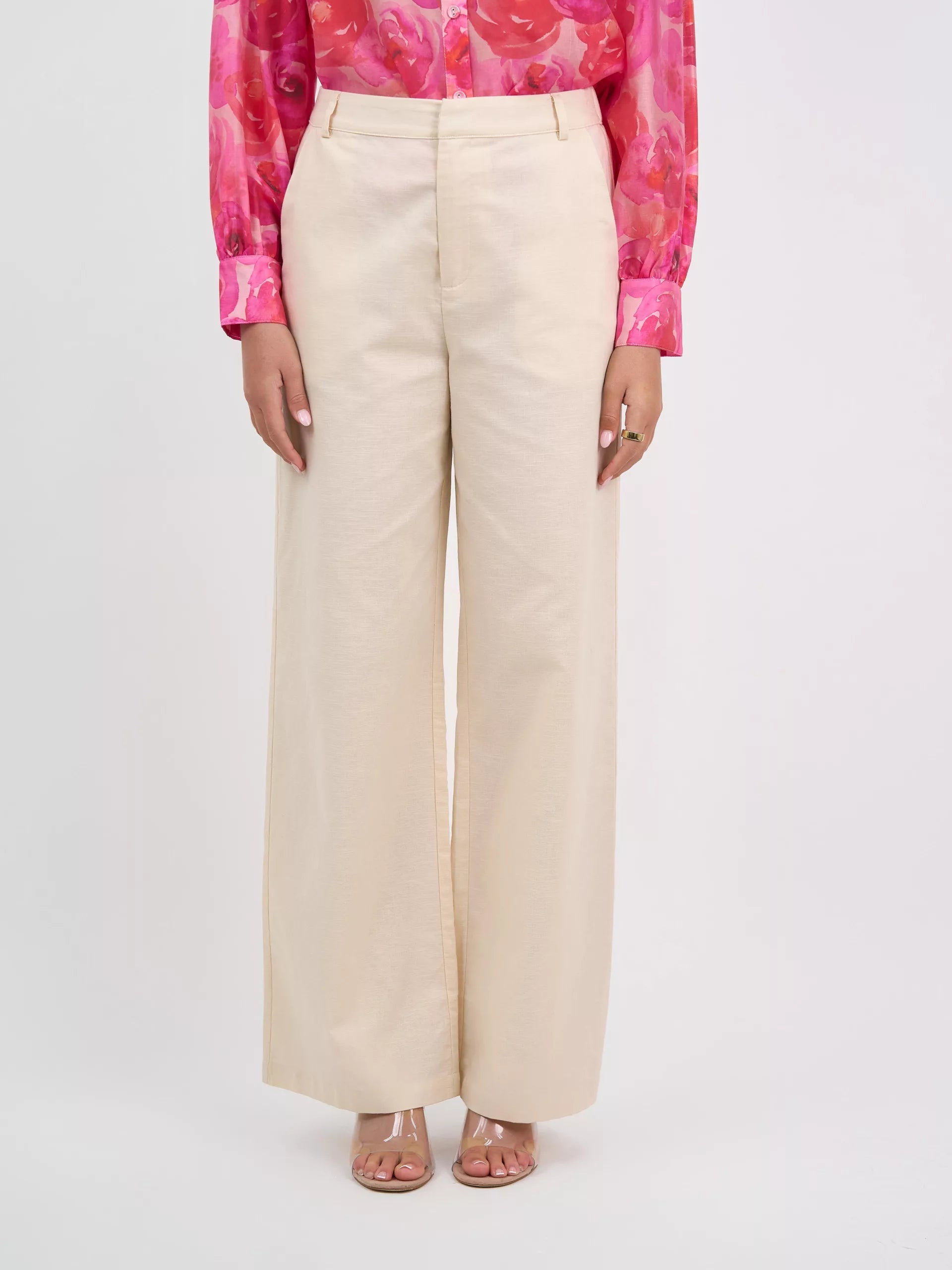 Liberty Rose Plain Linen Pant - Natural