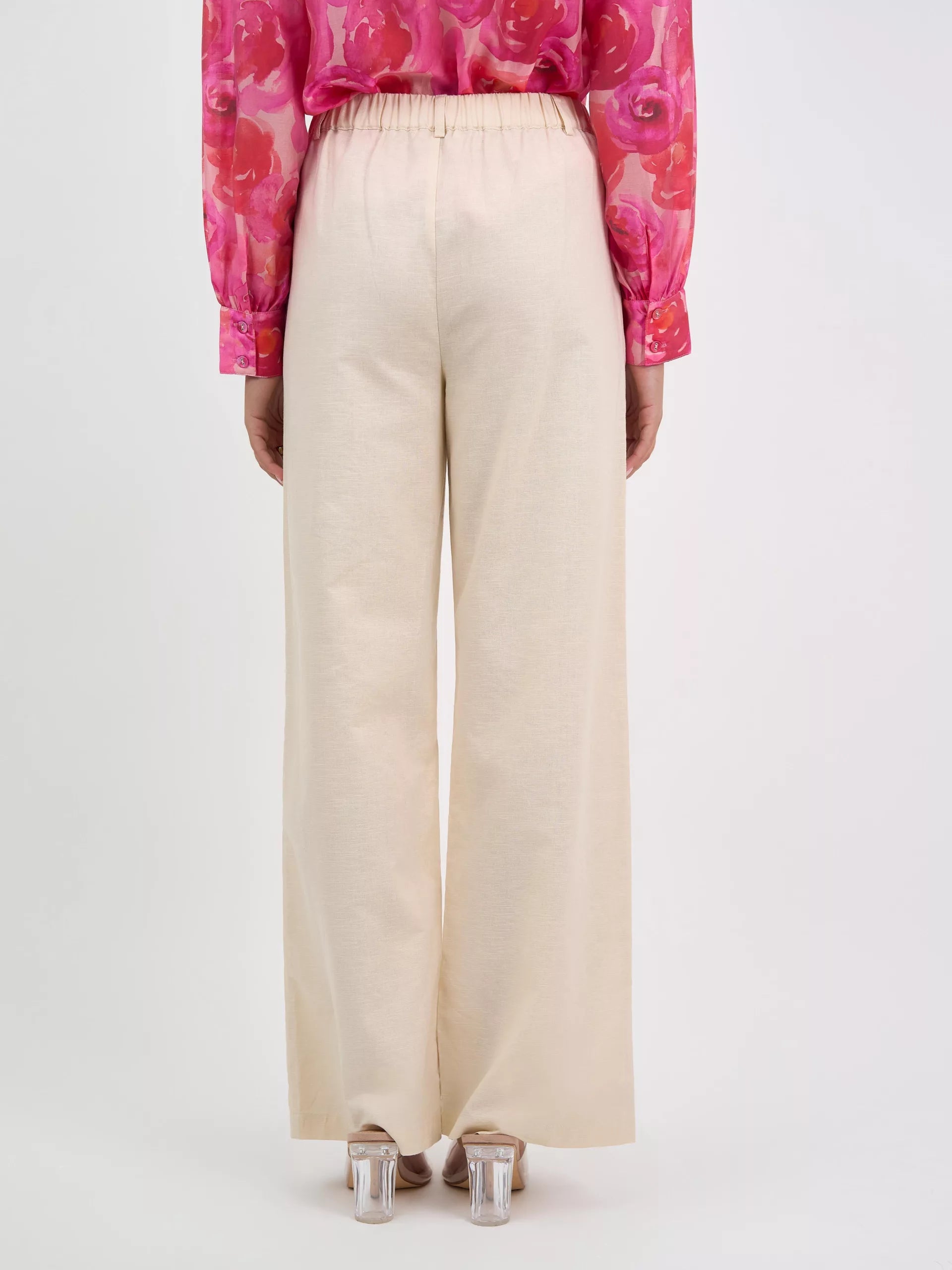 Liberty Rose Plain Linen Pant - Natural