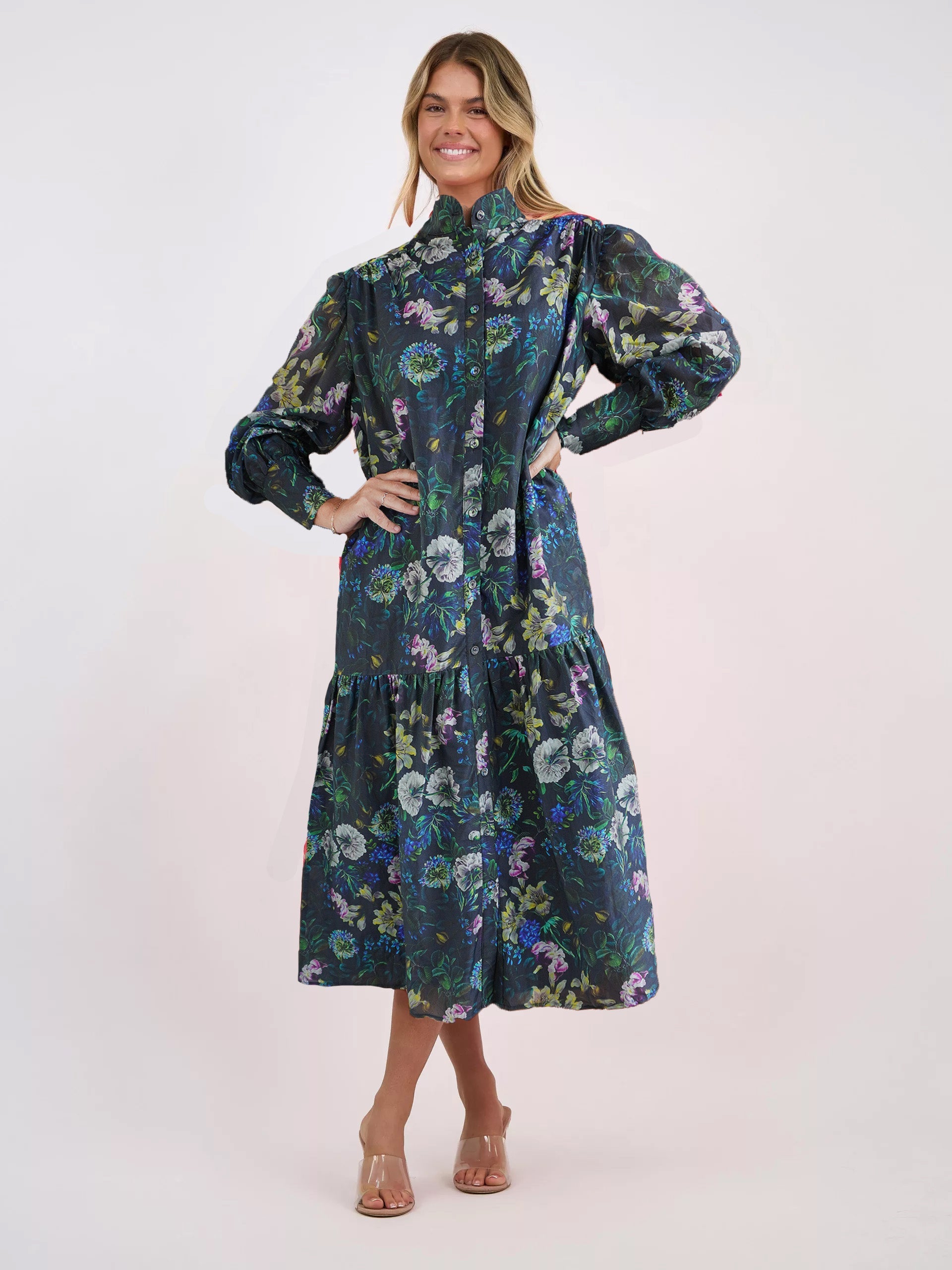 Liberty Rose Navy Botany Shirt/Cuff Dress