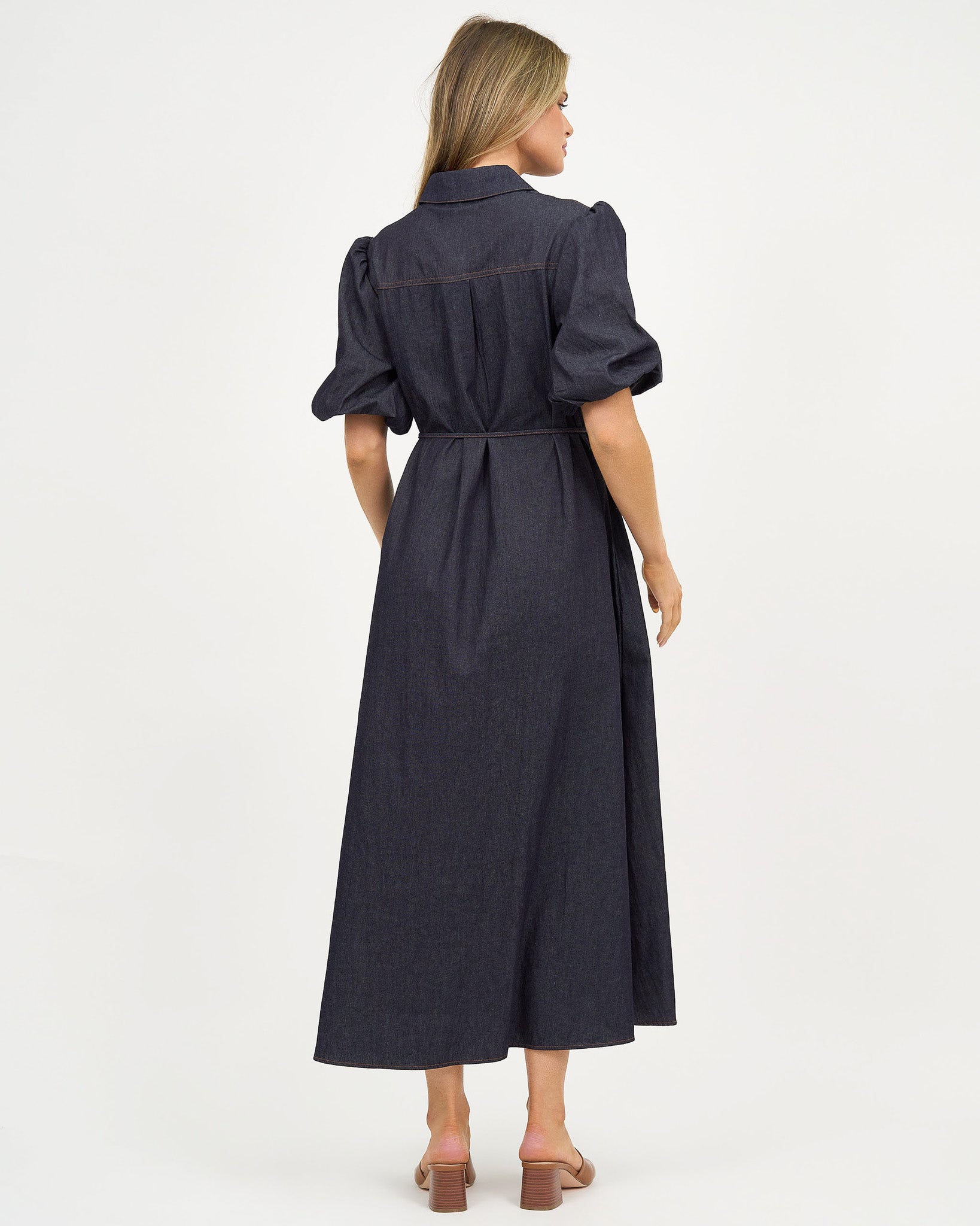 Liberty Rose Puff Sleeve Denim Shirt Dress